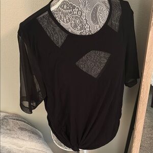 Nordstrom Black Tie Front Cut Out Blouse